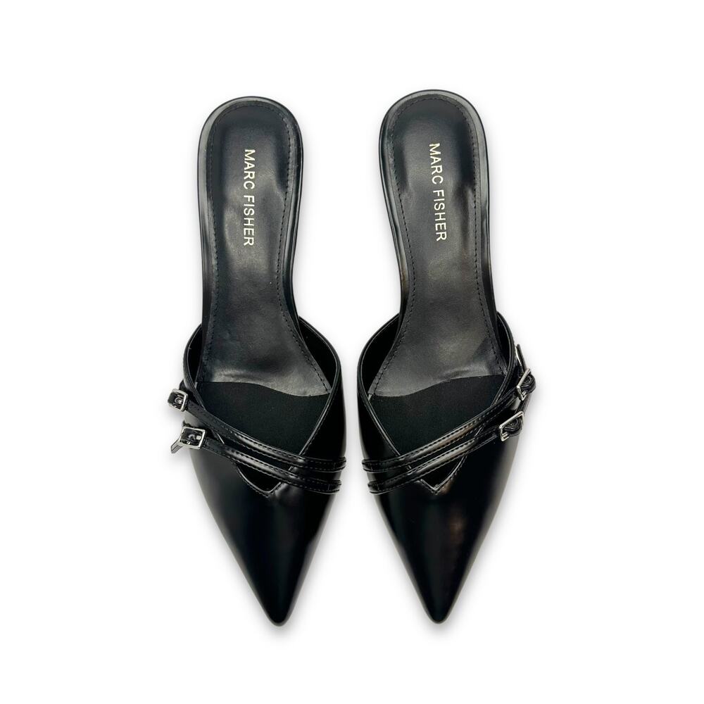 Marc Fisher Women's Amilia Kitten Heel Mule Pumps Size 9 Black Pointed Toe - Picture 2 of 13